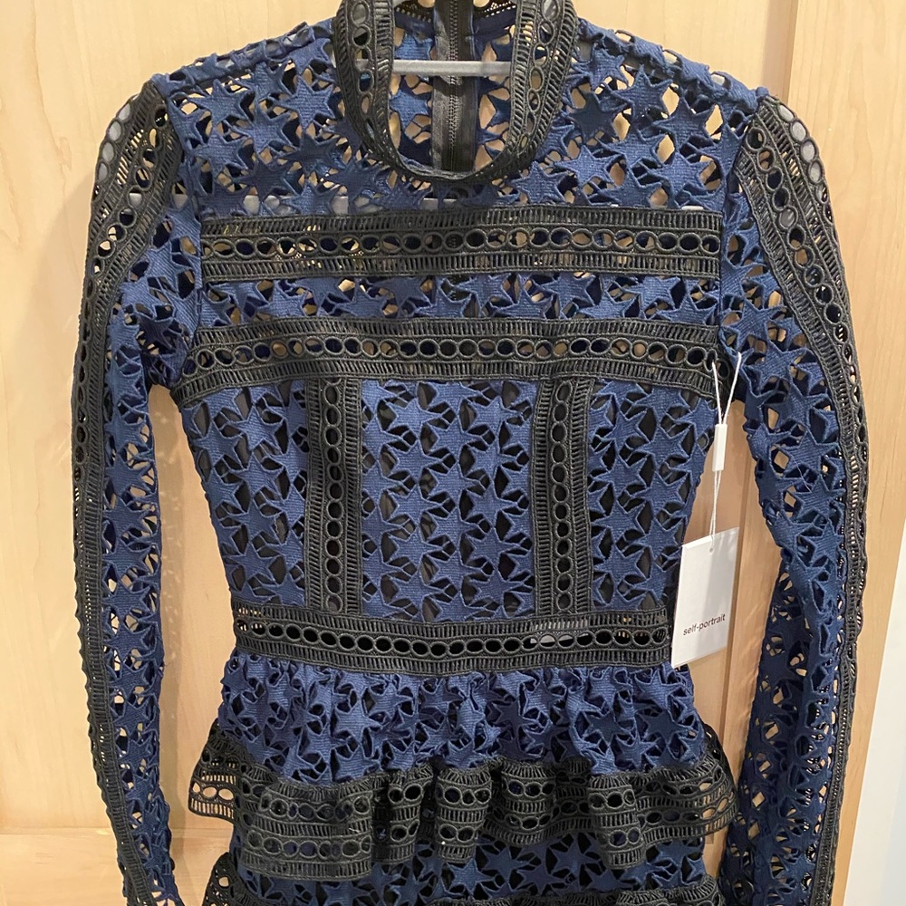 Self Portrait Star Lace Mini Dress